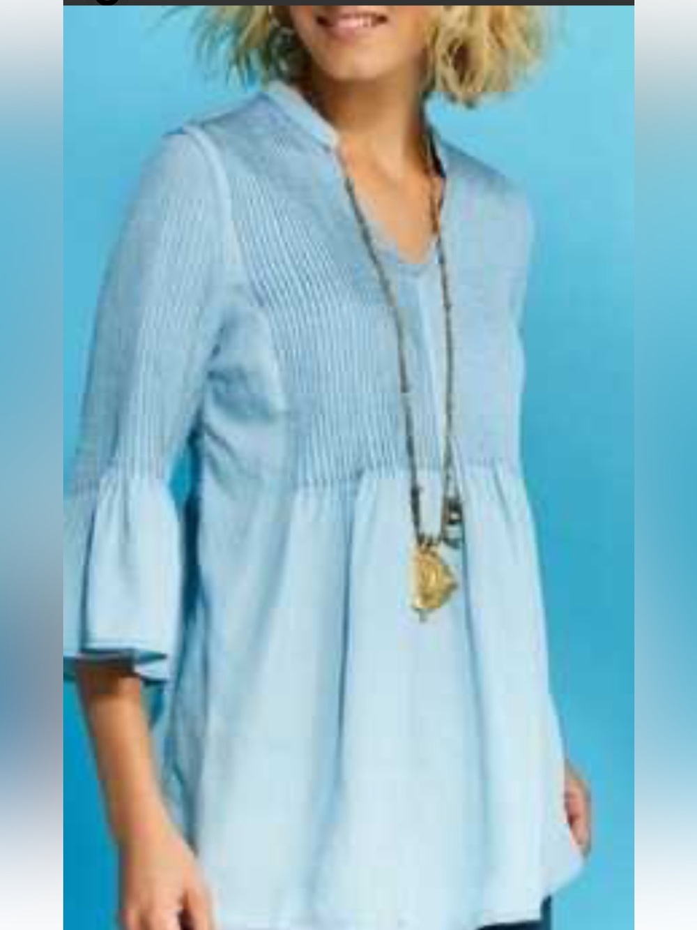 Soft Surroundings Chambray Denim Top - Picture 2 of 15